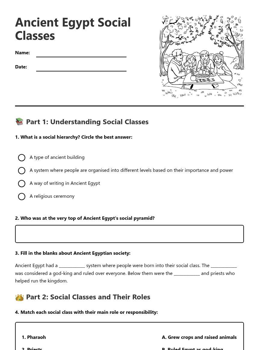 Ancient Egypt Social Classes worksheet preview