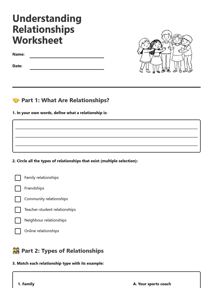 Understanding Relationships Worksheet
