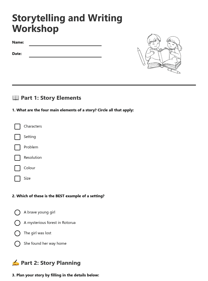 Storytelling and Writing Workshop worksheet preview