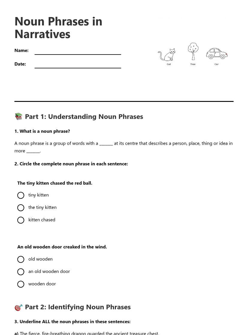 Noun Phrases in Narratives