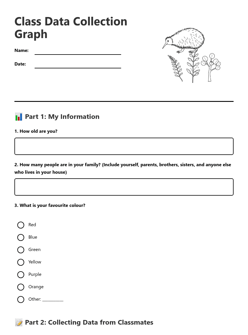 Class Data Collection Graph worksheet preview