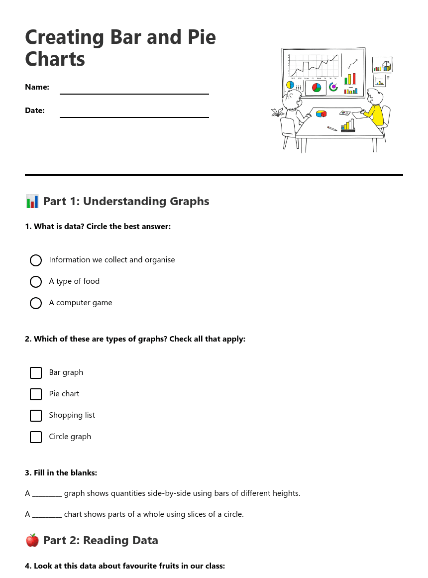 Creating Bar and Pie Charts worksheet preview