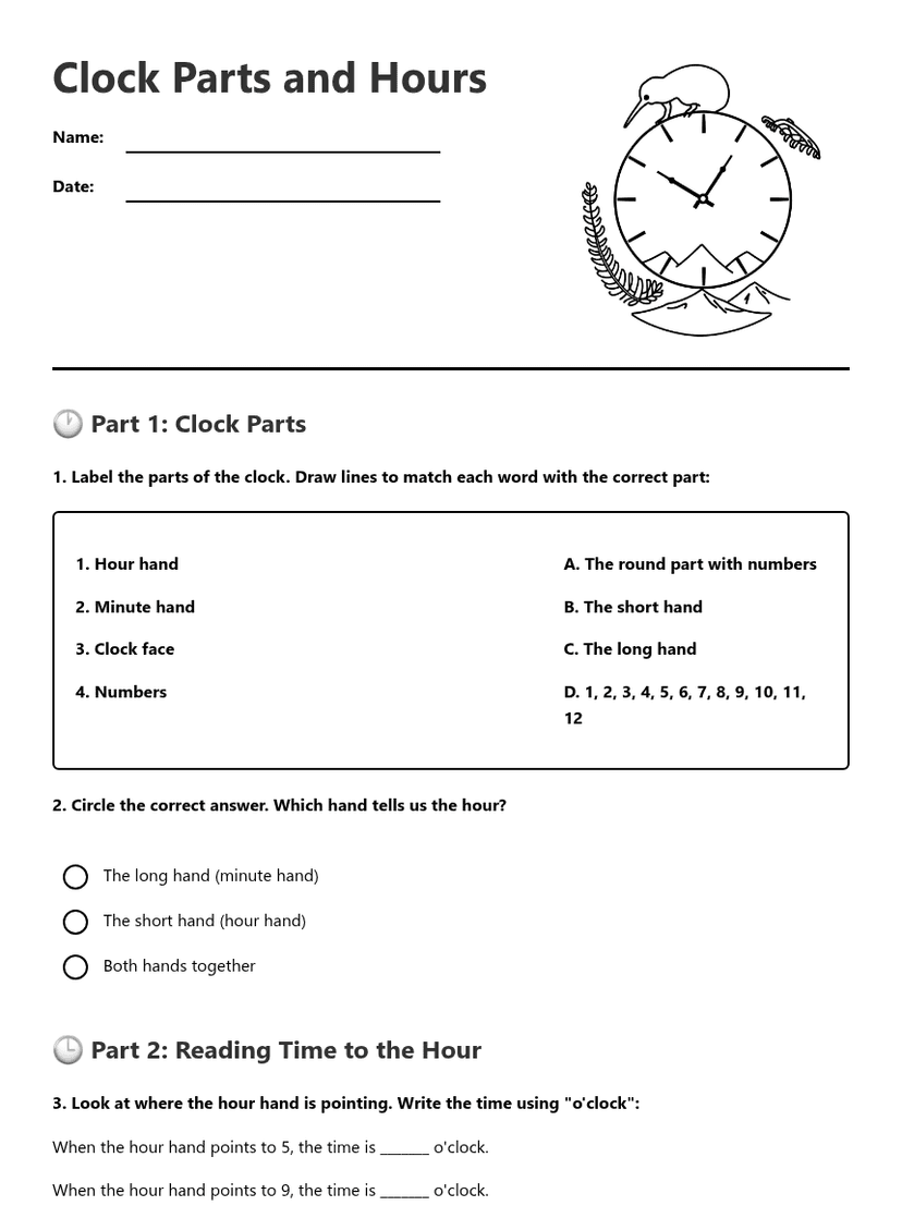 Clock Parts and Hours
