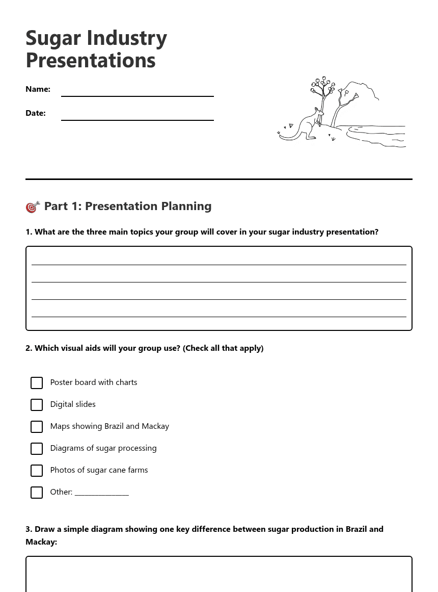 Sugar Industry Presentations worksheet preview