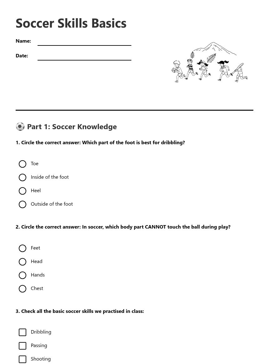 Soccer Skills Basics worksheet preview