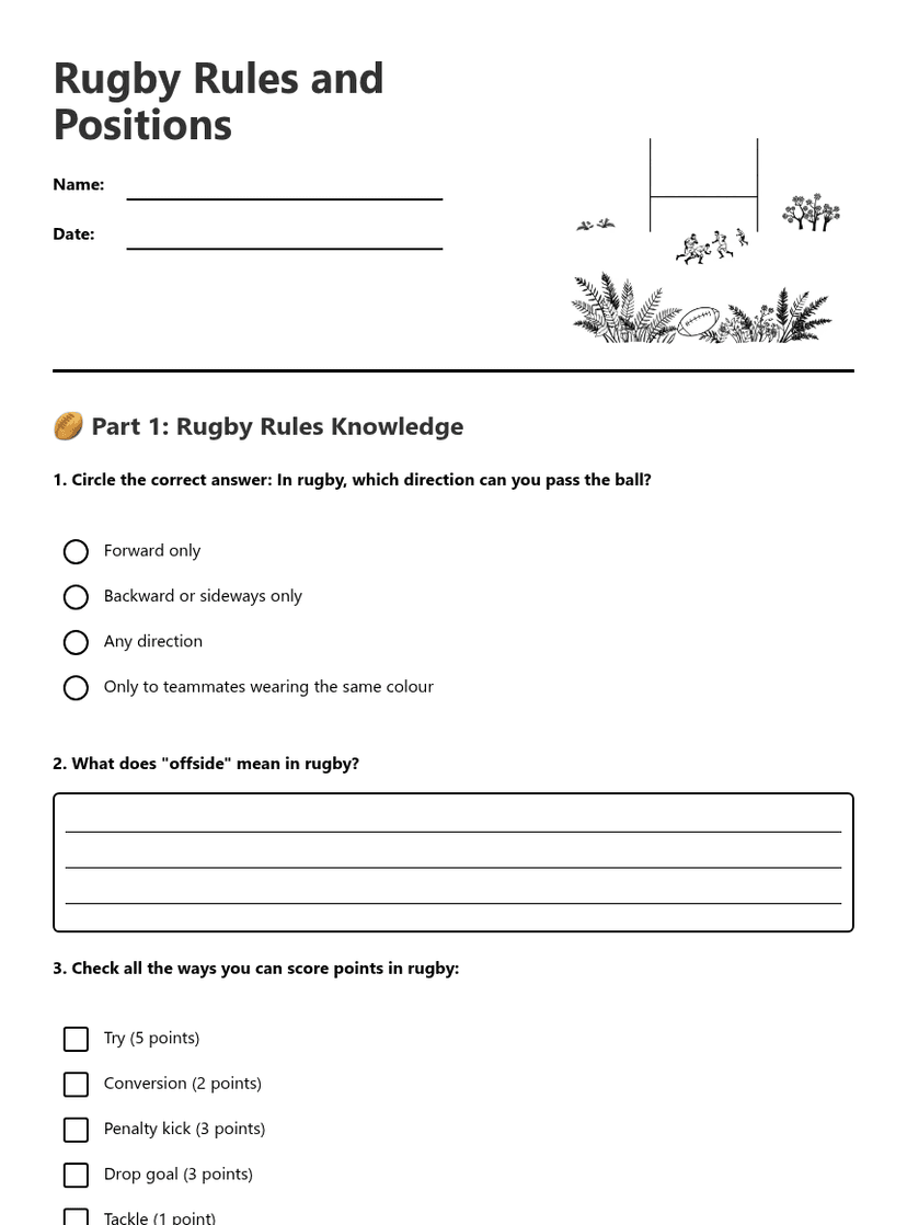 Rugby Rules and Positions