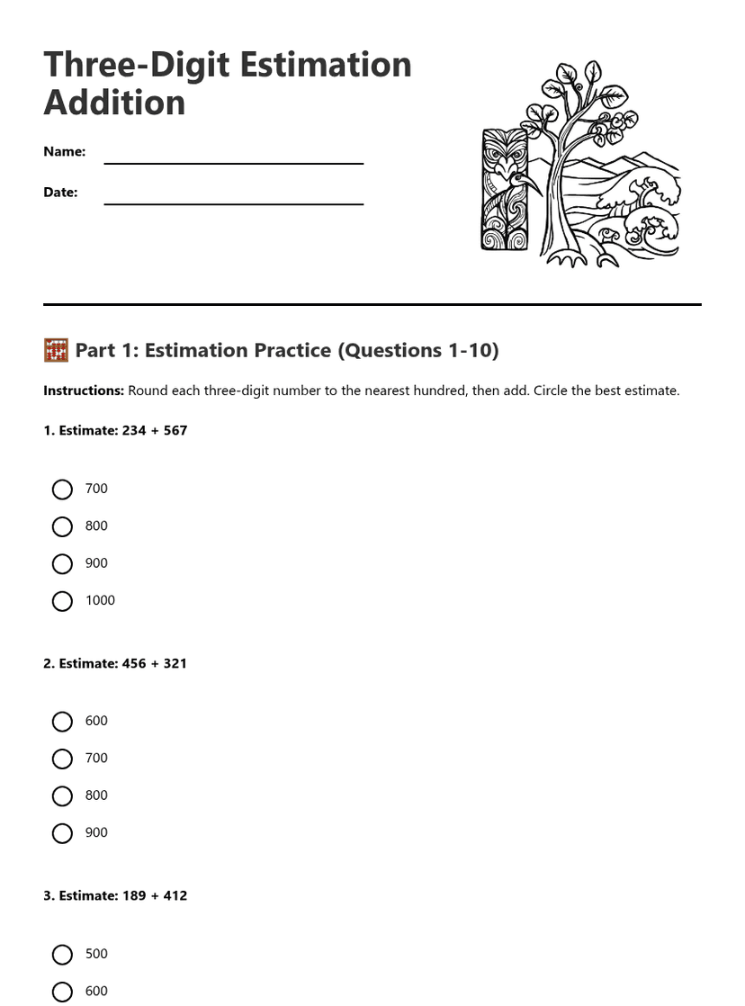 Three-Digit Estimation Addition