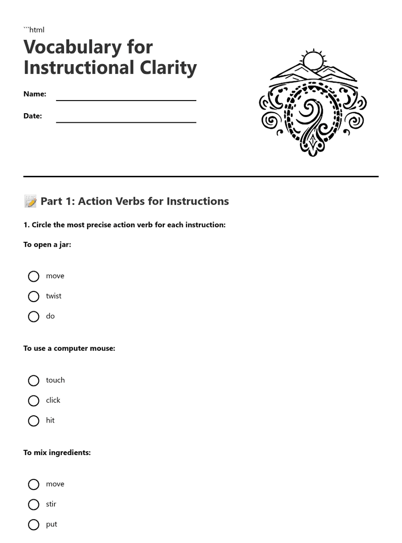 Vocabulary for Instructional Clarity