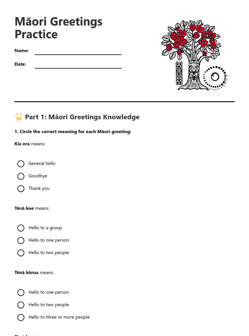 Māori Greetings Practice