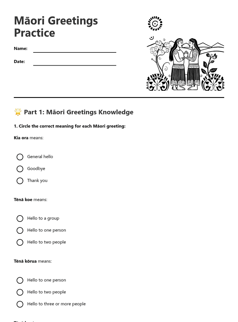 Māori Greetings Practice