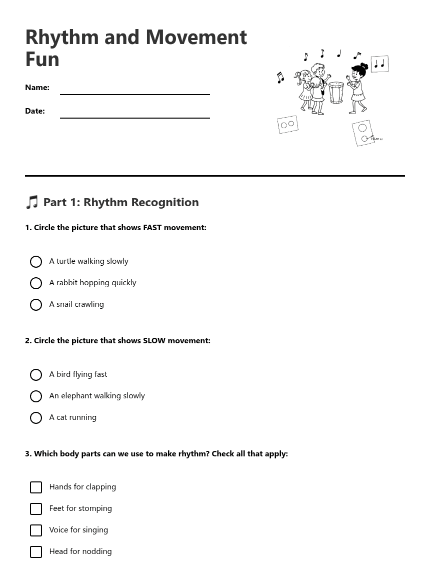 Rhythm and Movement Fun worksheet preview