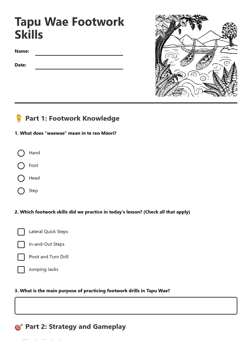 Tapu Wae Footwork Skills worksheet preview