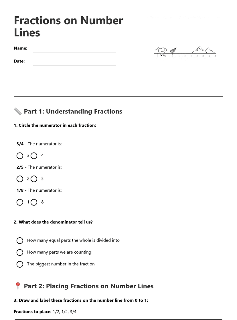 Fractions on Number Lines