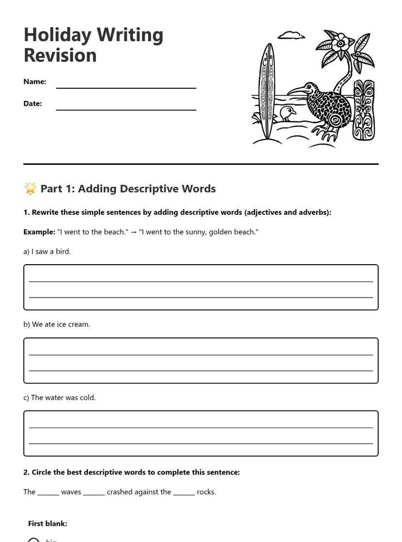 Holiday Writing Revision