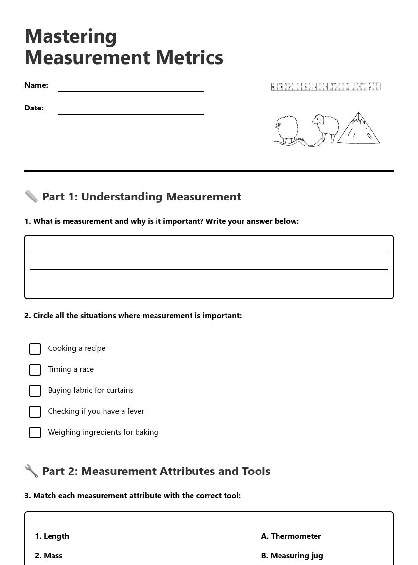 Mastering Measurement Metrics worksheet preview