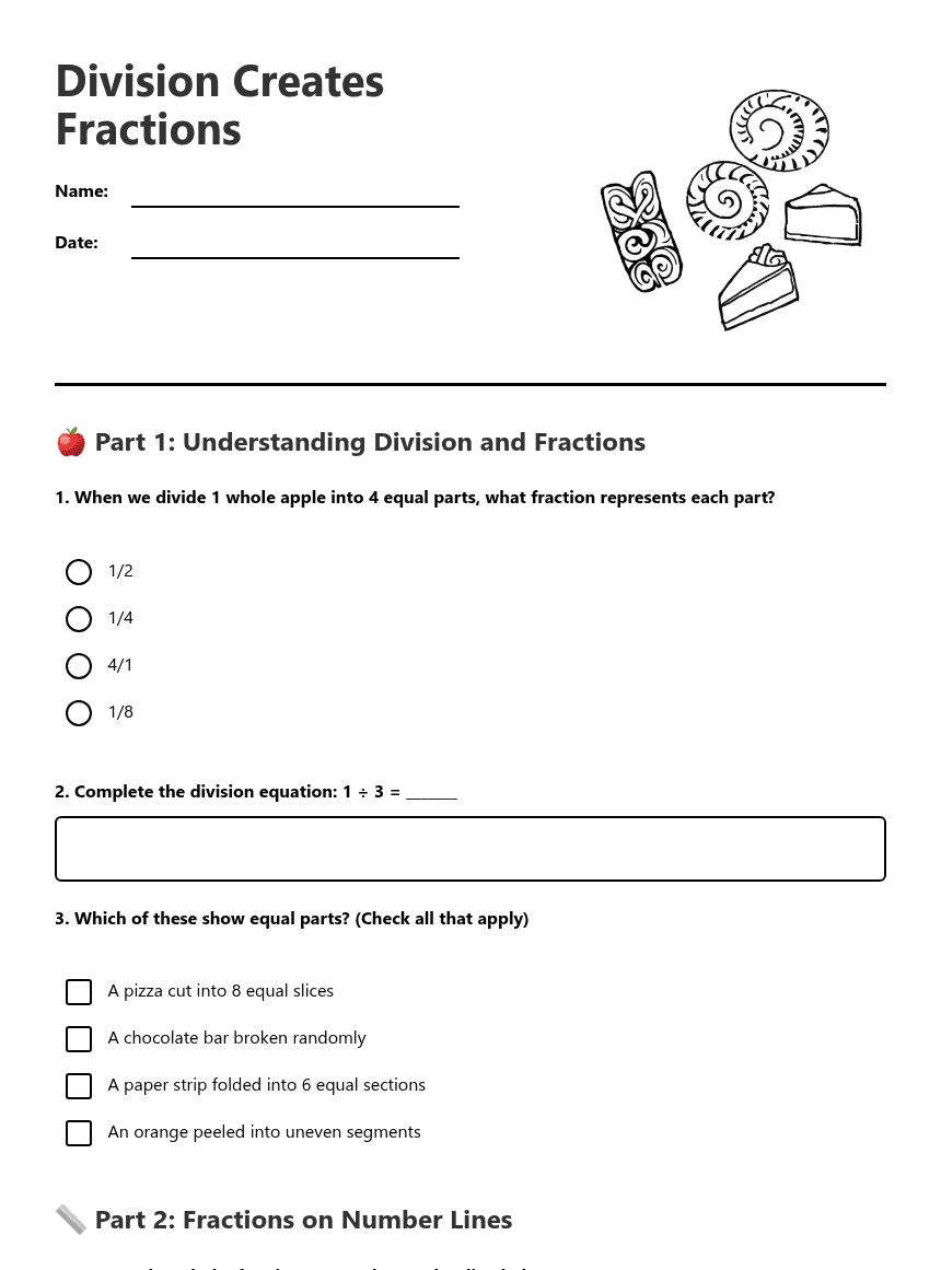 Division Creates Fractions worksheet preview
