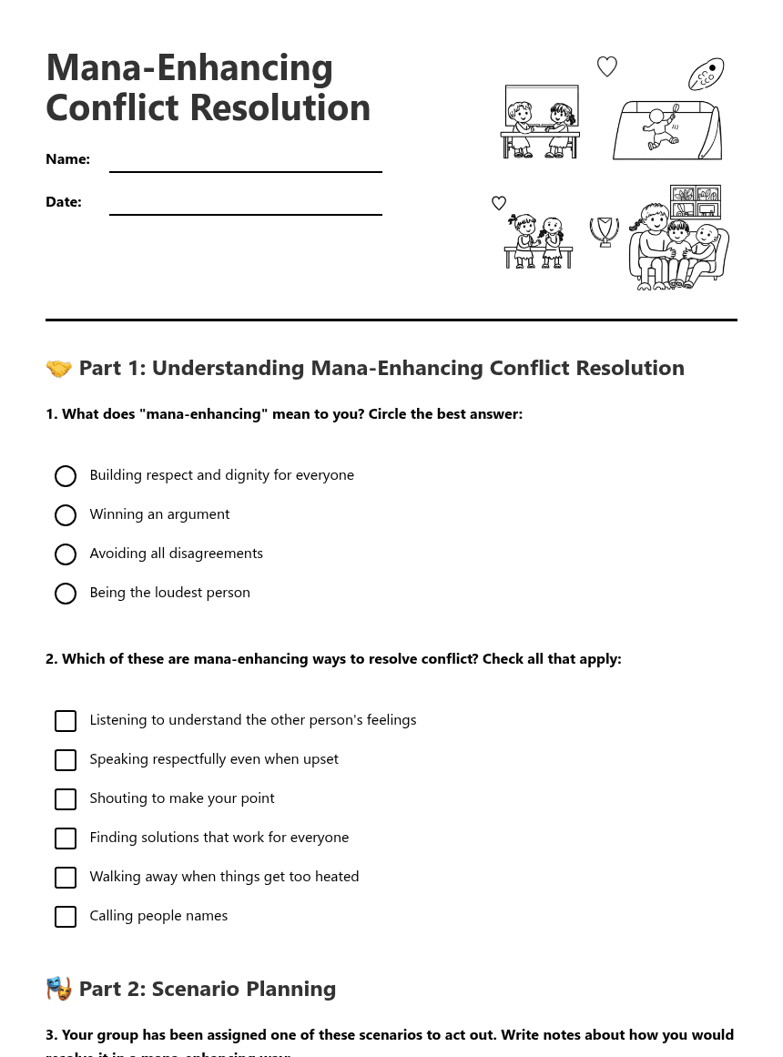 Mana-Enhancing Conflict Resolution worksheet preview