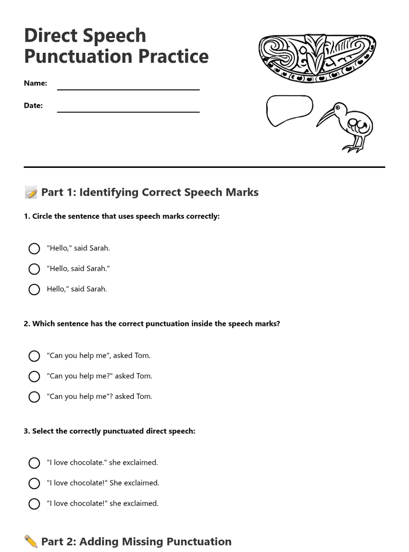 Direct Speech Punctuation Practice