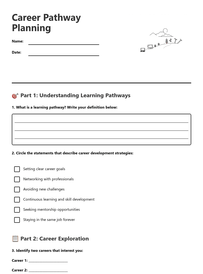 Career Pathway Planning worksheet preview
