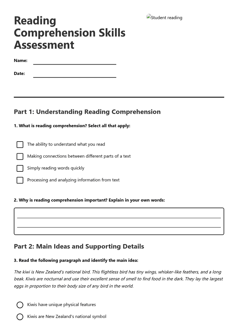 Reading Comprehension Skills Assessment