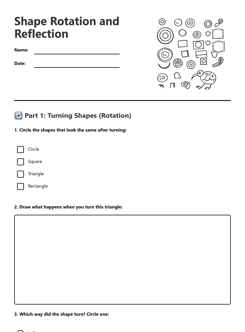 Shape Rotation and Reflection worksheet preview