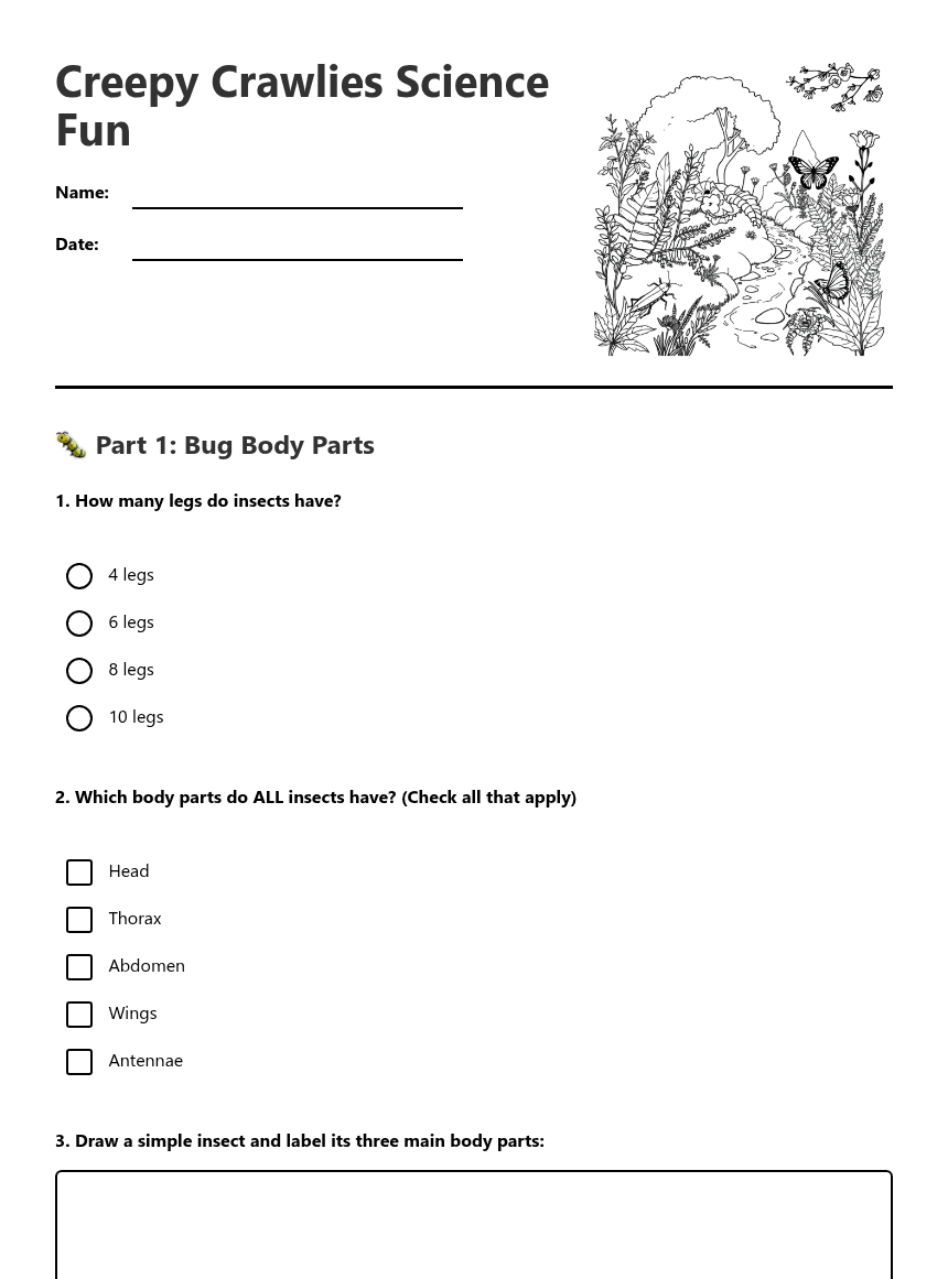 Creepy Crawlies Science Fun worksheet preview