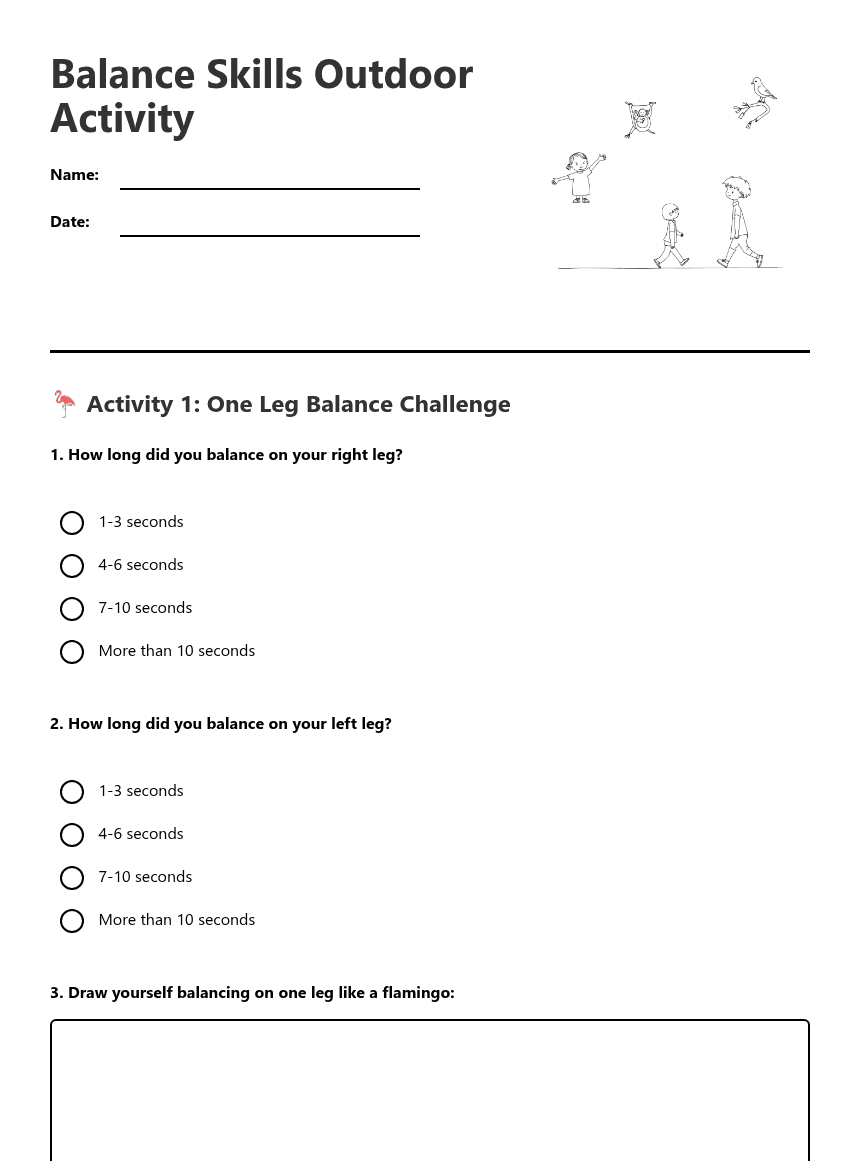 Balance Skills Outdoor Activity worksheet preview