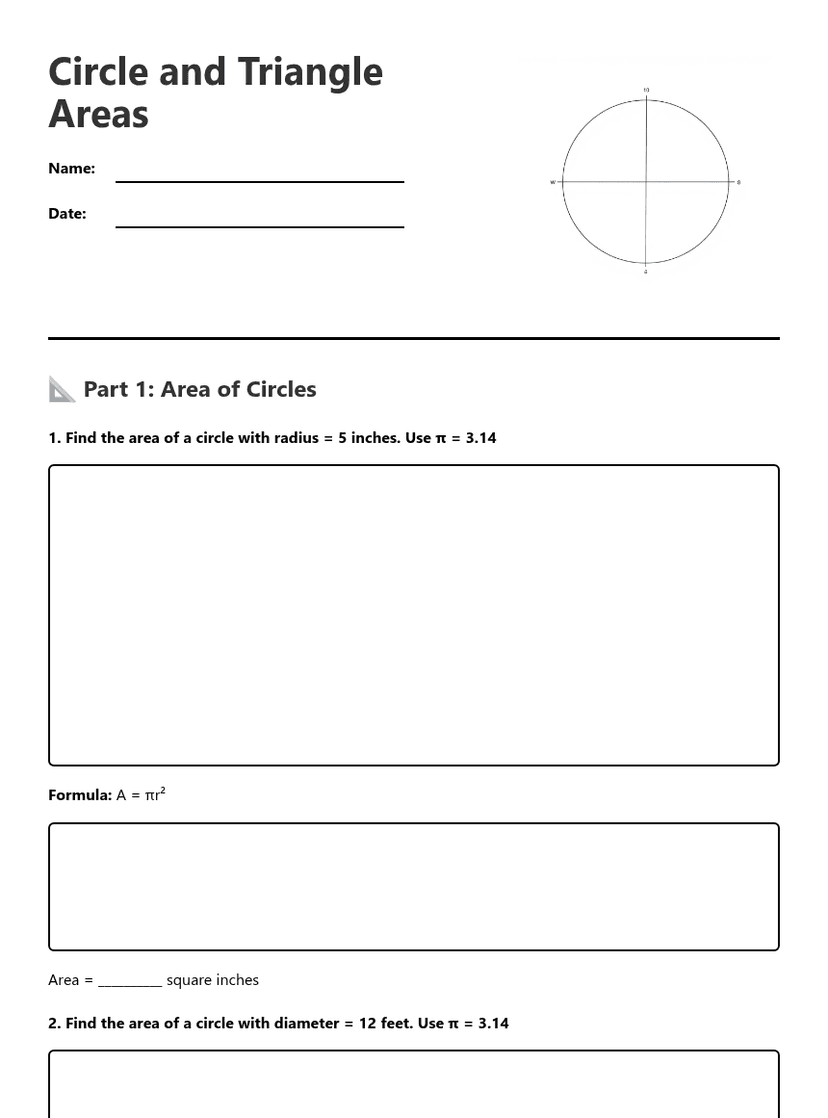 Circle and Triangle Areas