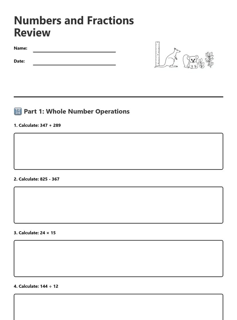 Numbers and Fractions Review