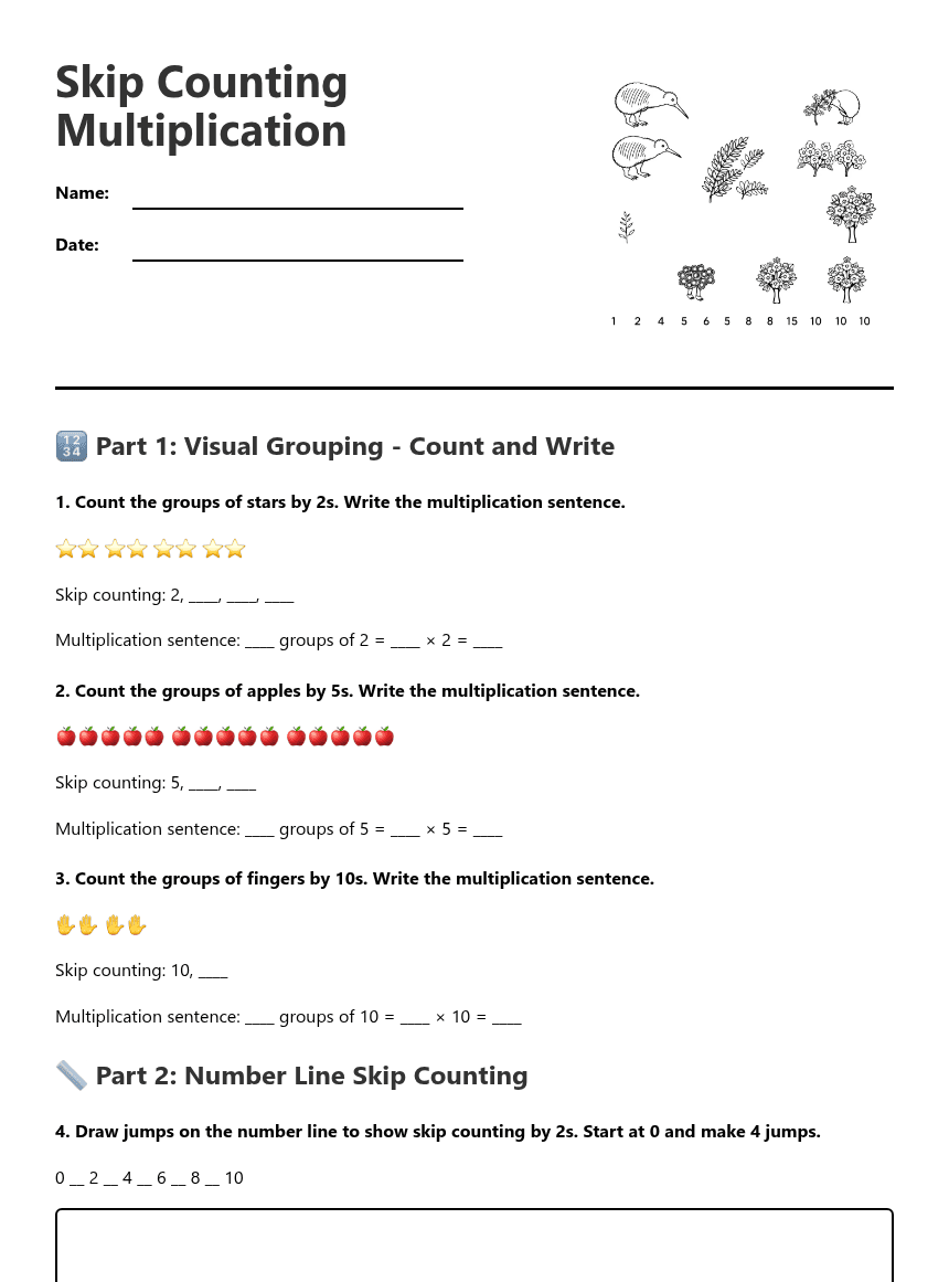 Skip Counting Multiplication worksheet preview