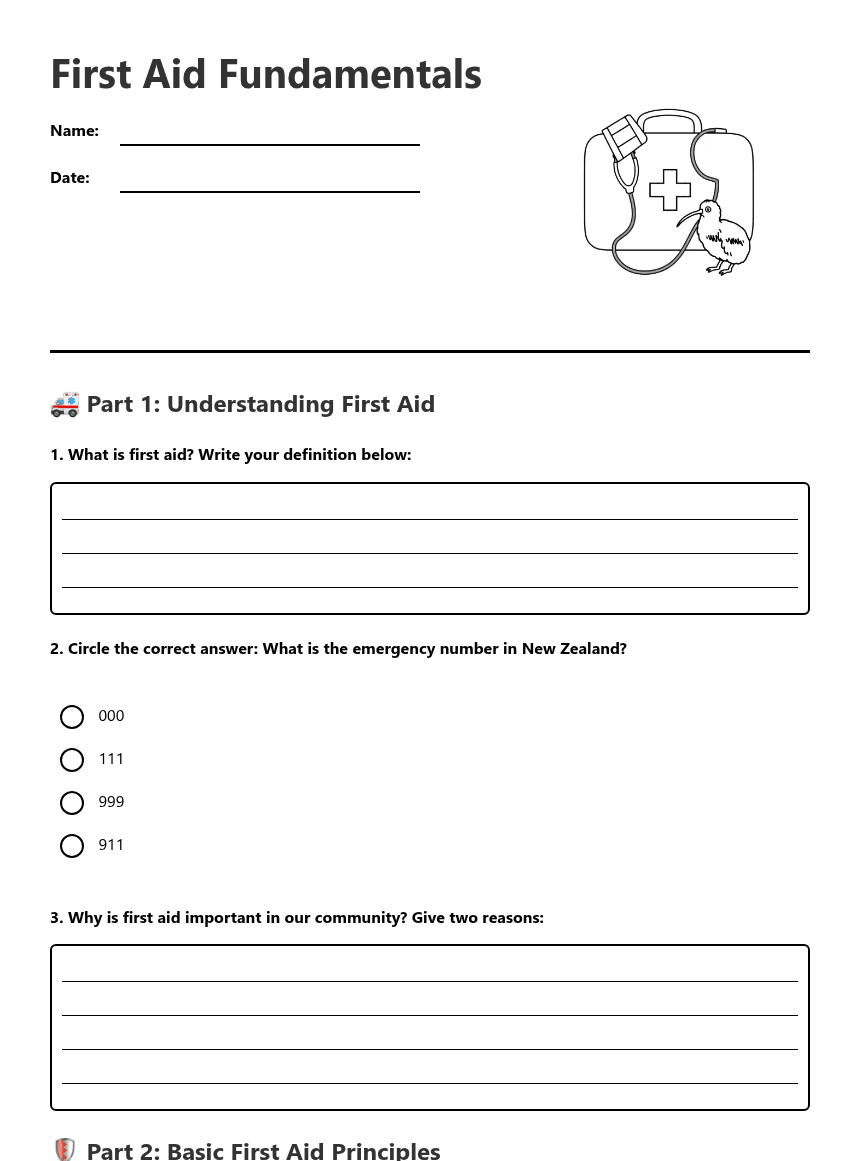 First Aid Fundamentals worksheet preview