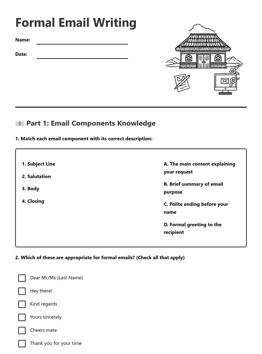 Formal Email Writing worksheet preview