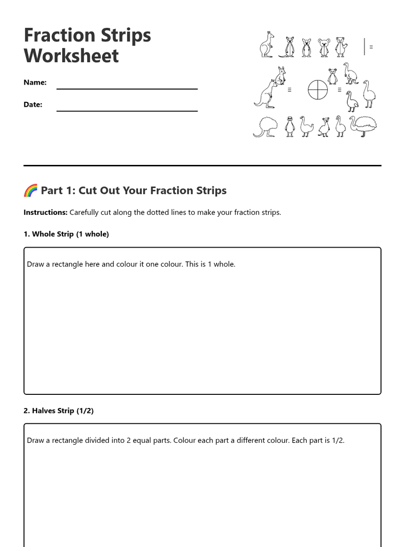 Fraction Strips Worksheet