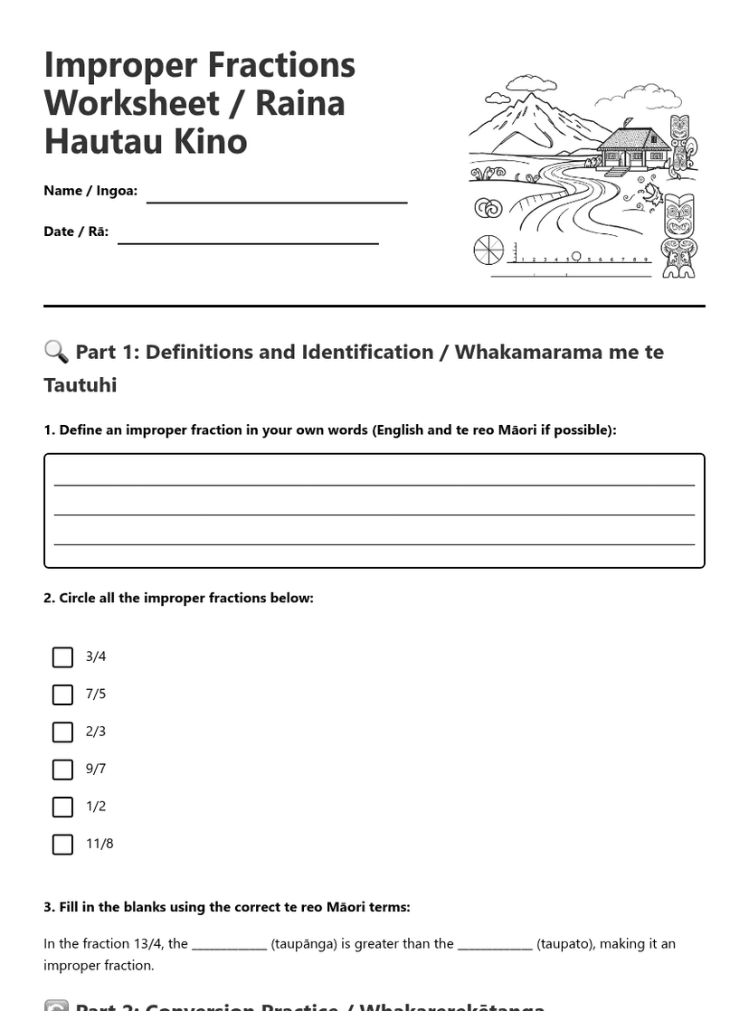 Improper Fractions Worksheet