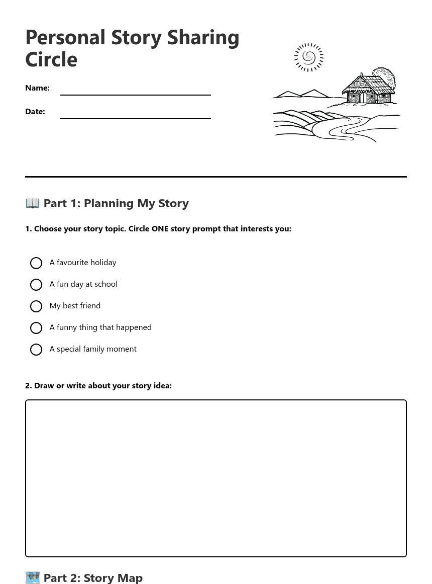 Personal Story Sharing Circle worksheet preview
