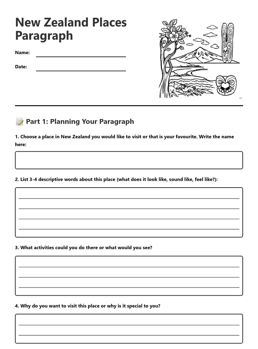 New Zealand Places Paragraph
