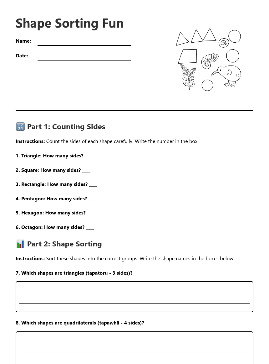 Shape Sorting Fun worksheet preview