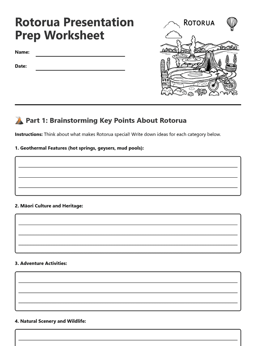 Rotorua Presentation Prep Worksheet