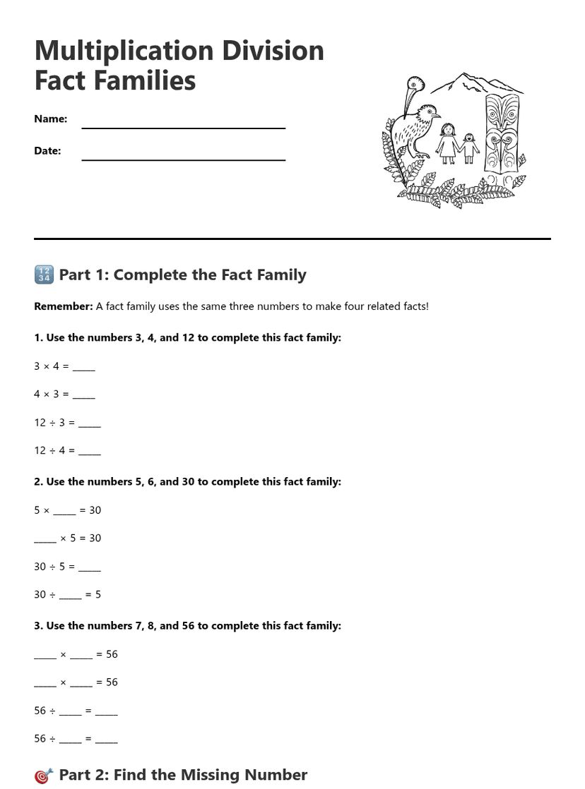 Multiplication Division Fact Families