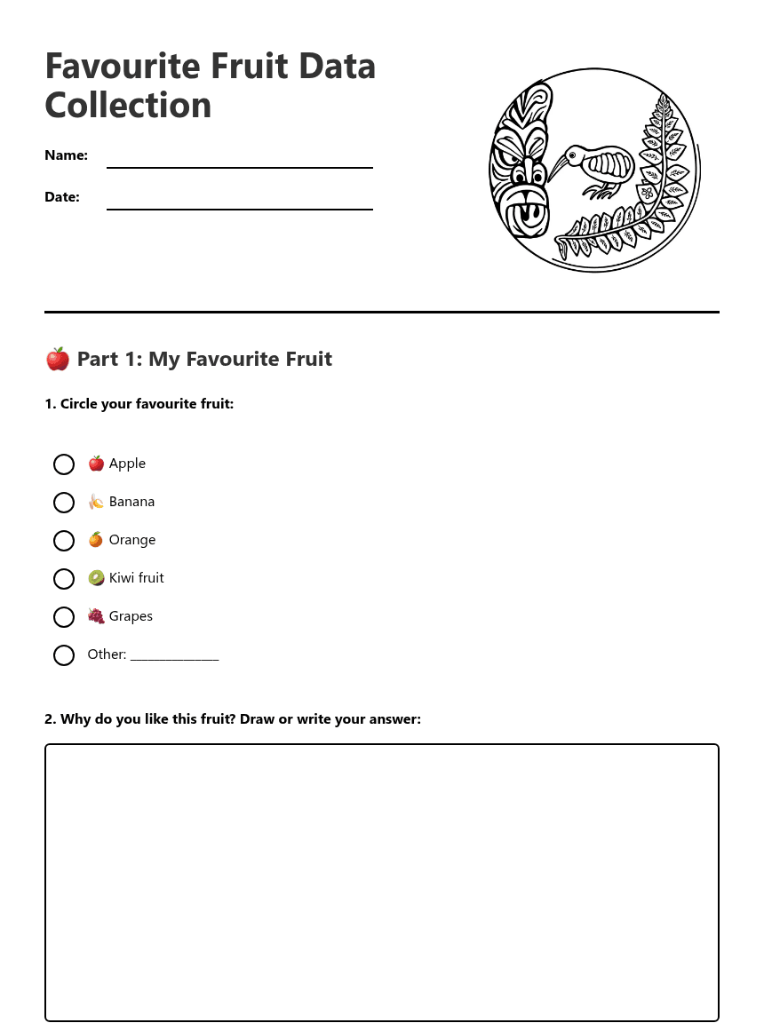 Favourite Fruit Data Collection worksheet preview