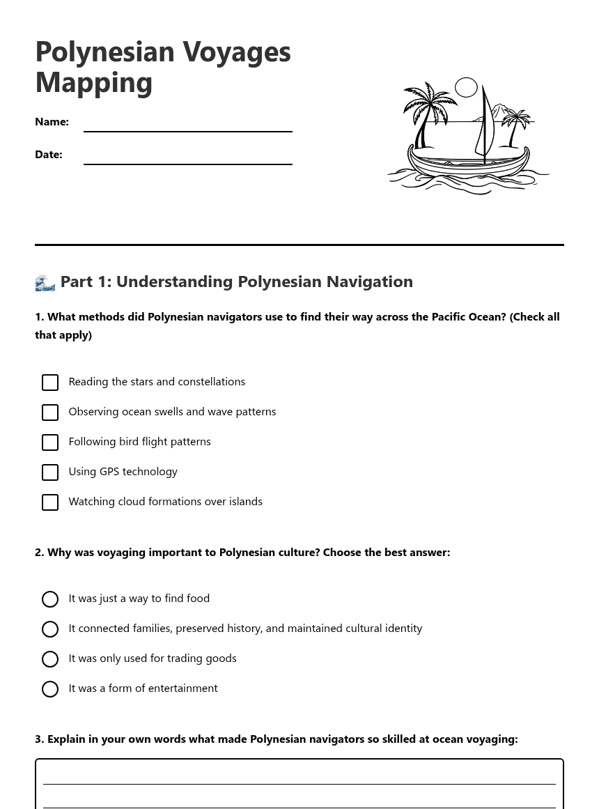 Polynesian Voyages Mapping worksheet preview