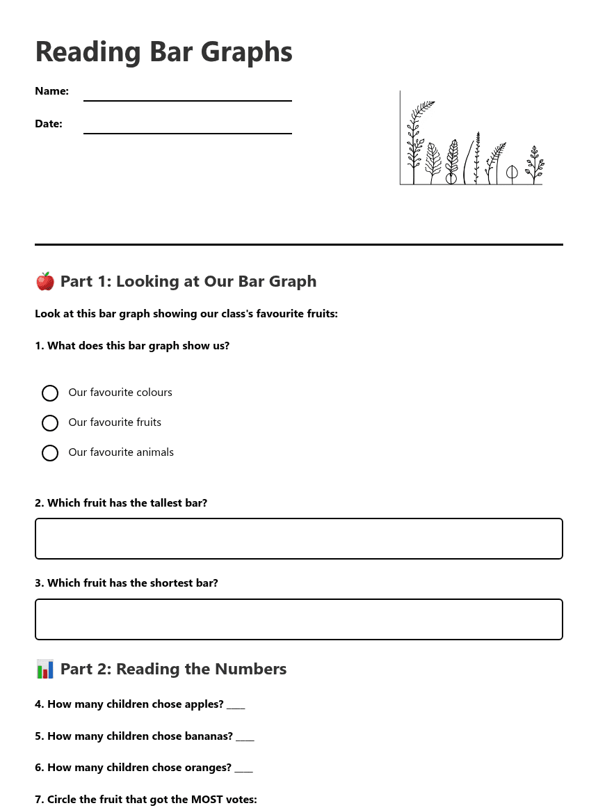 Reading Bar Graphs worksheet preview