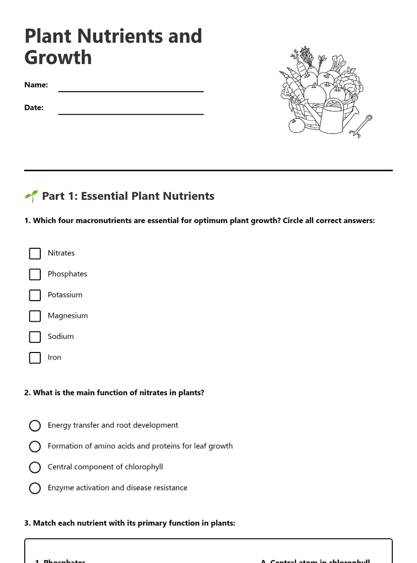 Plant Nutrients and Growth