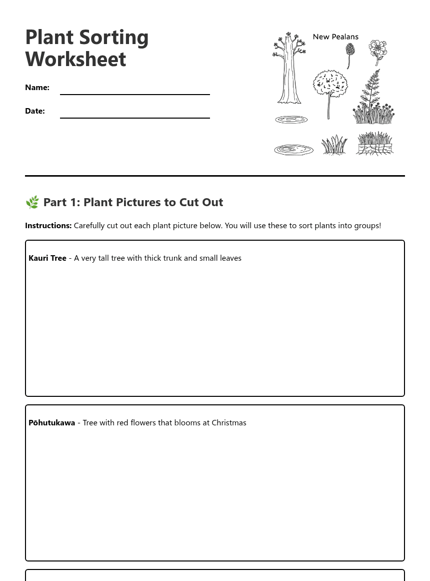 Plant Sorting Worksheet worksheet preview