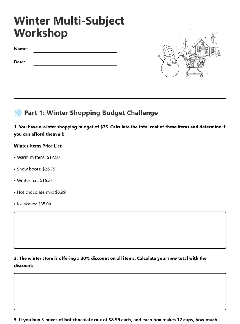 Winter Multi-Subject Workshop