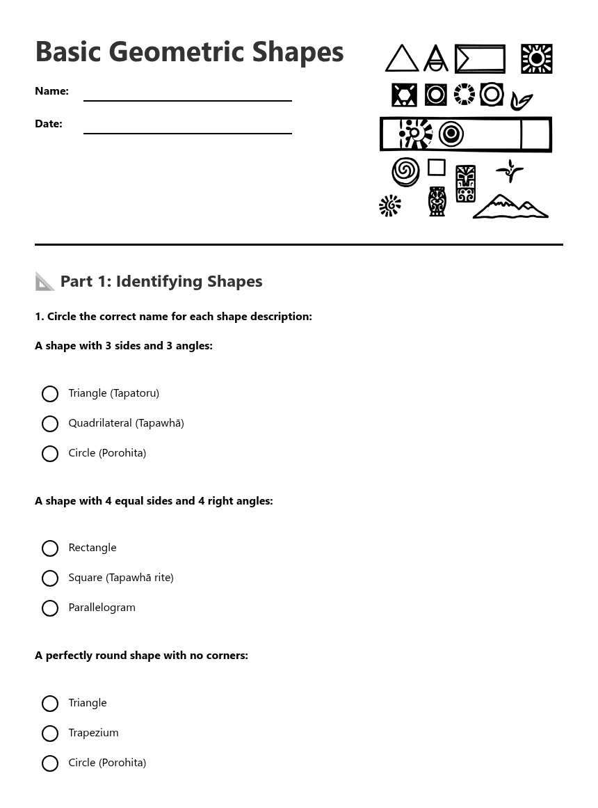 Basic Geometric Shapes worksheet preview
