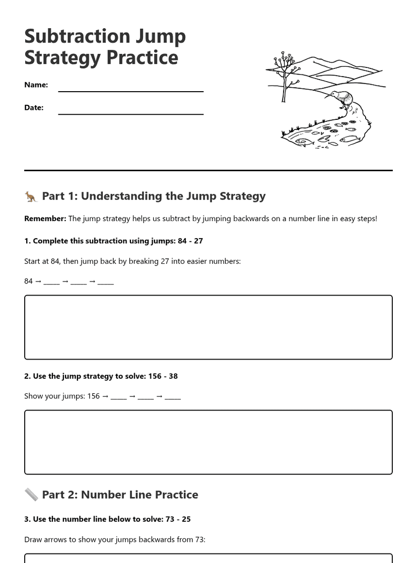 Subtraction Jump Strategy Practice