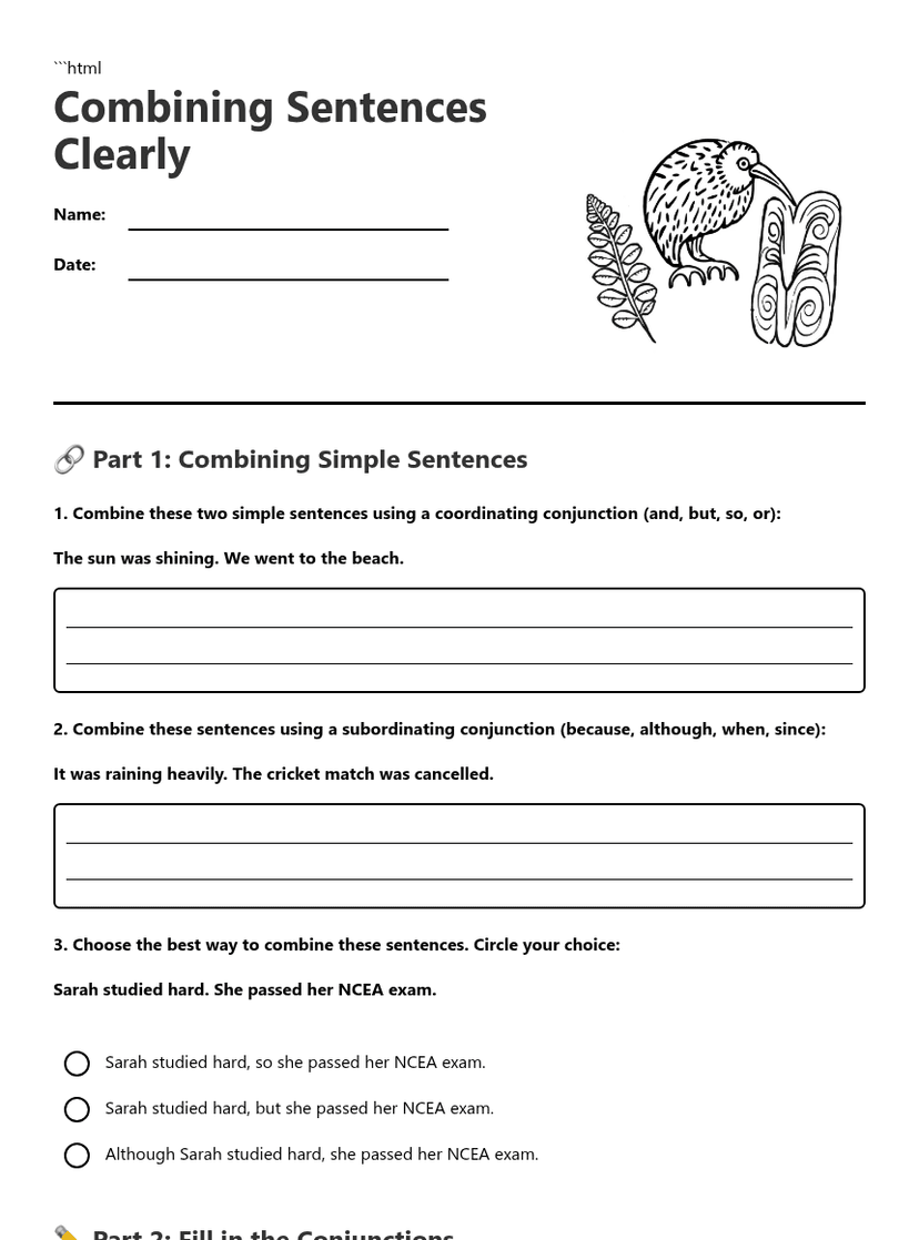 Combining Sentences Clearly