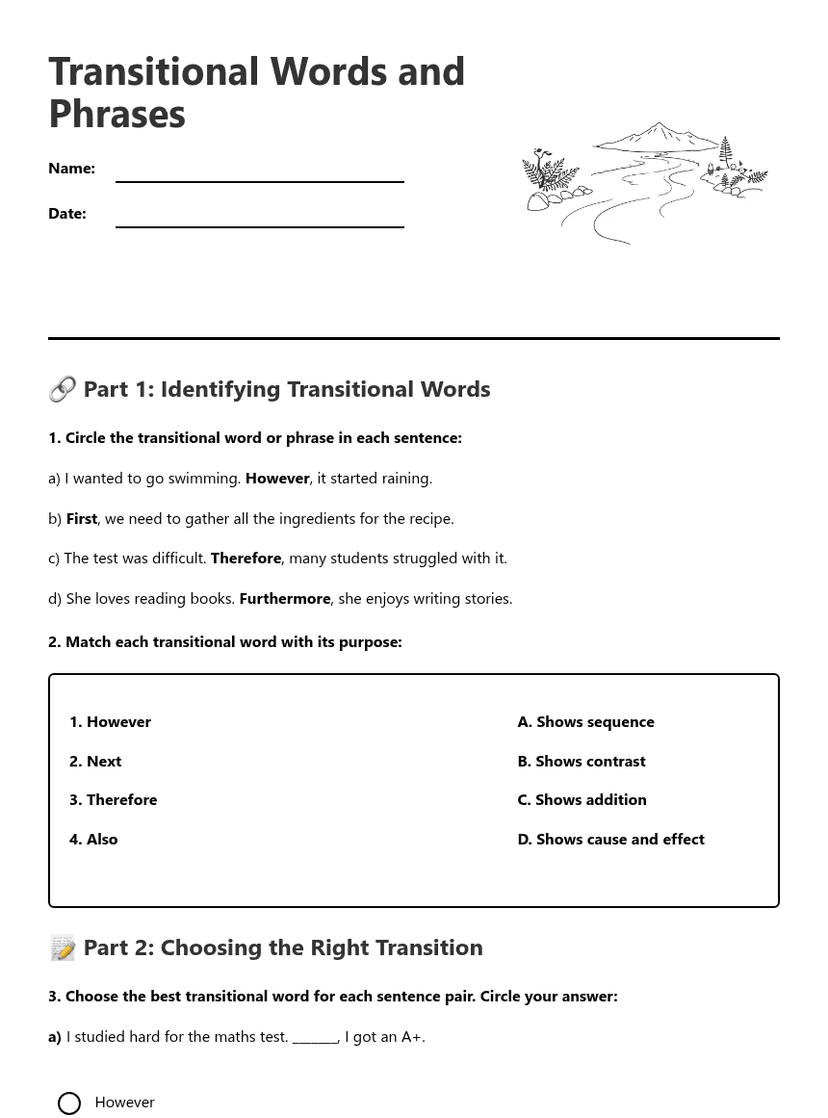Transitional Words and Phrases