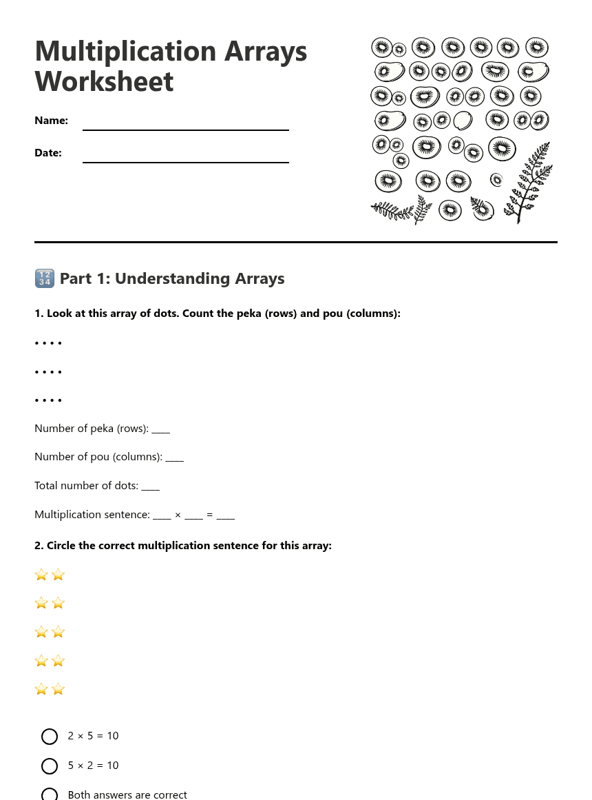 Multiplication Arrays Worksheet worksheet preview